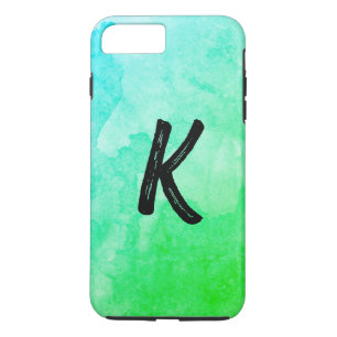 Blauw Groen / Water Kleur / Monogram iPhone 8/7 Plus Hoesje