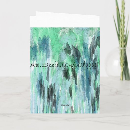 Blauw & Groen Waterverf Abstract - Blank Kaart (Achterkant)