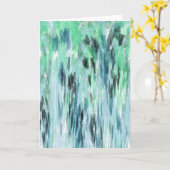 Blauw & Groen Waterverf Abstract - Blank Kaart (Gele Bloem)