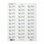 Blauw Groen Waterverf Cactus Retouradres Label (Full Sheet)