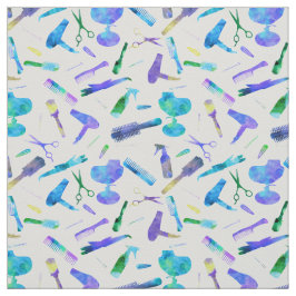 Blauw Groen Waterverf Haar Stylist Salon Wit Stof