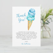 Blauw Groen Waterverf Ice Cream Baby shower Bedankkaart (Staand voorkant)