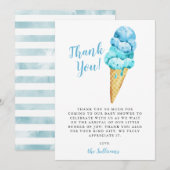 Blauw Groen Waterverf Ice Cream Baby shower Bedankkaart (Voorkant / Achterkant)