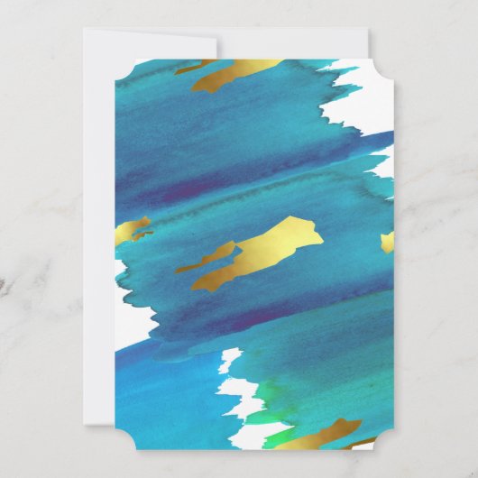 Blauw Groen Waterverf Jongensdoopuitnodiging Kaart (Achterkant)