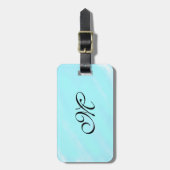 Blauw groen waterverf monogram letter pastel toevo bagagelabel (Voorkant verticaal)