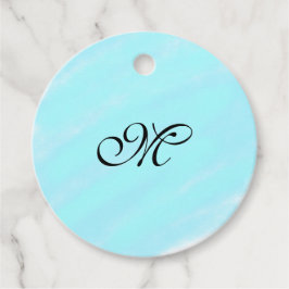 Blauw groen waterverf monogram letter pastel toevo bedankjes labels