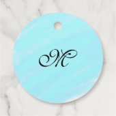 Blauw groen waterverf monogram letter pastel toevo bedankjes labels (Achterkant)