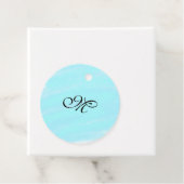 Blauw groen waterverf monogram letter pastel toevo bedankjes labels (In situ)