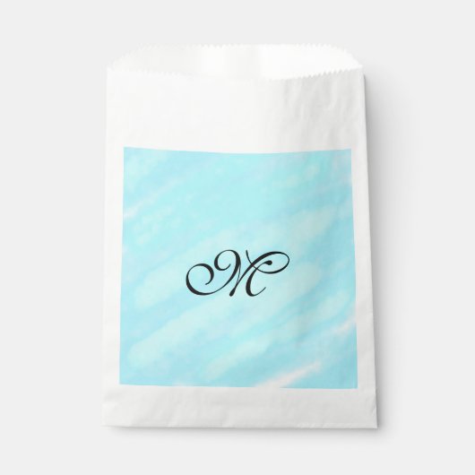 Blauw groen waterverf monogram letter pastel toevo bedankzakje (Voorkant)
