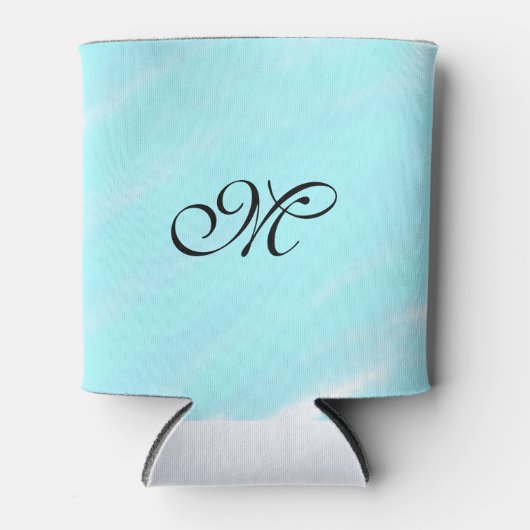 Blauw groen waterverf monogram letter pastel toevo blikjeskoeler (Voorkant)