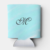 Blauw groen waterverf monogram letter pastel toevo blikjeskoeler (Achterkant)