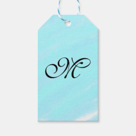 Blauw groen waterverf monogram letter pastel toevo cadeaulabel
