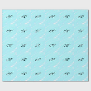 Blauw groen waterverf monogram letter pastel toevo cadeaupapier