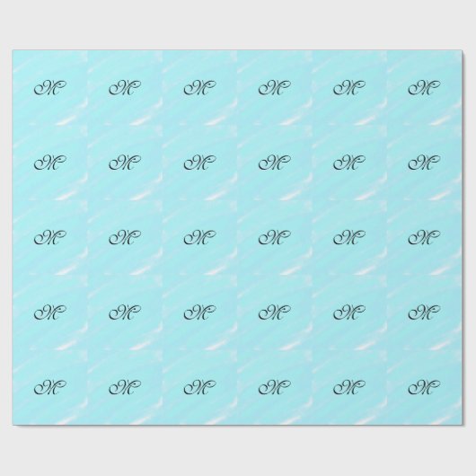 Blauw groen waterverf monogram letter pastel toevo cadeaupapier (Vlak)
