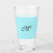 Blauw groen waterverf monogram letter pastel toevo glas (Achterkant)