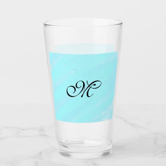 Blauw groen waterverf monogram letter pastel toevo glas (Voorkant)