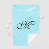 Blauw groen waterverf monogram letter pastel toevo golfhanddoek (Insitu)