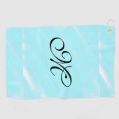 Blauw groen waterverf monogram letter pastel toevo golfhanddoek (Horizontaal)
