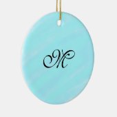 Blauw groen waterverf monogram letter pastel toevo keramisch ornament (Rechts)