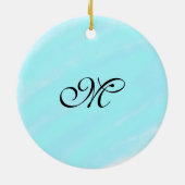Blauw groen waterverf monogram letter pastel toevo keramisch ornament (Achterkant)