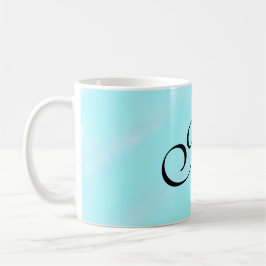 Blauw groen waterverf monogram letter pastel toevo koffiemok
