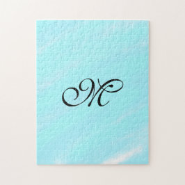 Blauw groen waterverf monogram letter pastel toevo legpuzzel