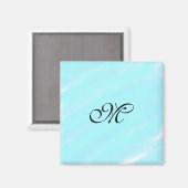Blauw groen waterverf monogram letter pastel toevo magneet (Voorkant / Achterkant)