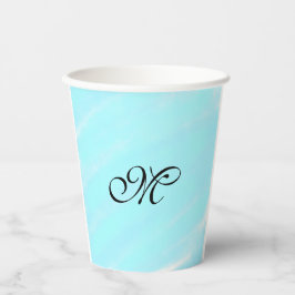 Blauw groen waterverf monogram letter pastel toevo papieren bekers