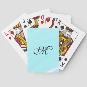 Blauw groen waterverf monogram letter pastel toevo pokerkaarten