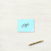 Blauw groen waterverf monogram letter pastel toevo post-it® notes (Op bureau)
