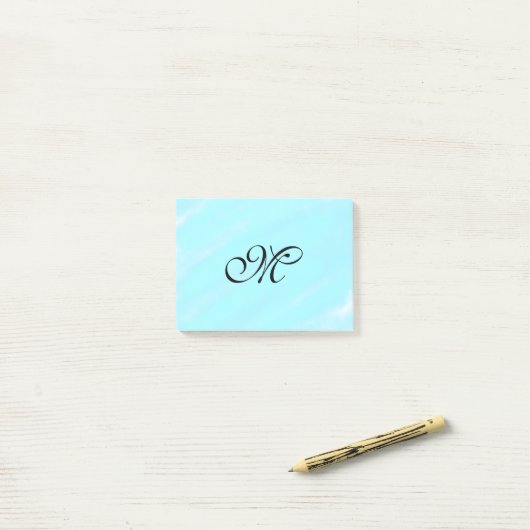 Blauw groen waterverf monogram letter pastel toevo post-it® notes (Op bureau)