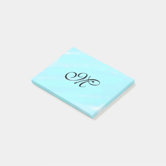 Blauw groen waterverf monogram letter pastel toevo post-it® notes (Schuin)