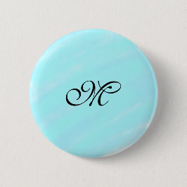 Blauw groen waterverf monogram letter pastel toevo ronde button 5,7 cm