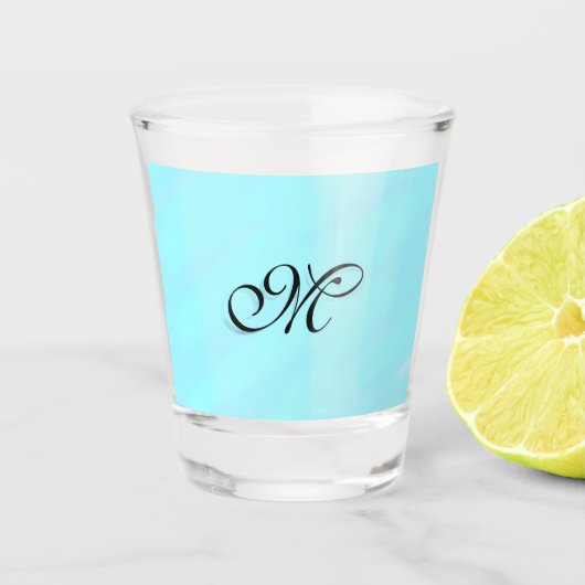 Blauw groen waterverf monogram letter pastel toevo shot glas (Voorkant)