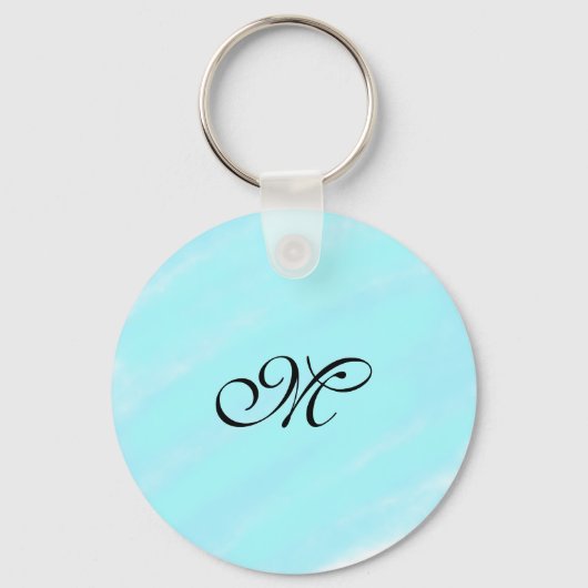 Blauw groen waterverf monogram letter pastel toevo sleutelhanger (Voorkant)