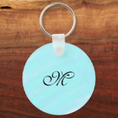 Blauw groen waterverf monogram letter pastel toevo sleutelhanger (Voorkant)