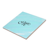 Blauw groen waterverf monogram letter pastel toevo tegeltje (Zijkant)