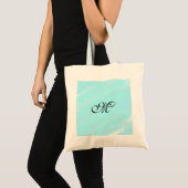 Blauw groen waterverf monogram letter pastel toevo tote bag (Voorkant (product))