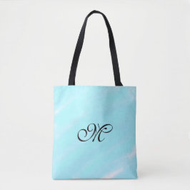 Blauw groen waterverf monogram letter pastel toevo tote bag