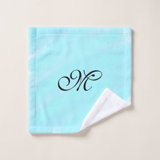 Blauw groen waterverf monogram letter pastel toevo washandje (Wasdoekje)