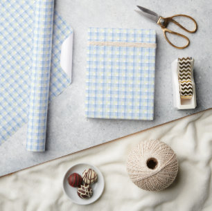 Blauw Groen Waterverf Plaid Cadeau Cadeaupapier
