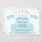 Blauw Groen Waterverf Taartballonnen 65e Verjaarda Kaart (Voorkant)