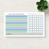 Blauw Groen Wekelijkse Verantwoordelijkheden Chore Post-it® Notes (Kantoor)