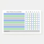 Blauw Groen Wekelijkse Verantwoordelijkheden Chore Post-it® Notes (Voorkant)