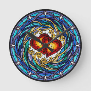 Blauw & Groen Wervelend Romantisch Huisdecor Ronde Klok