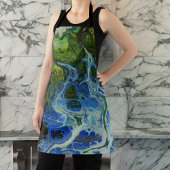 Blauw groen werveling all-over print Schort