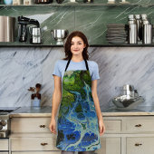 Blauw groen werveling all-over print Schort
