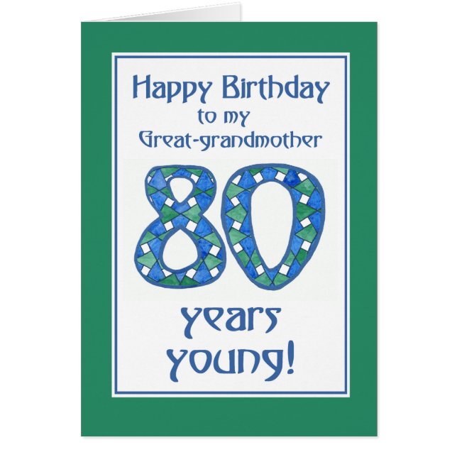 Blauw, Groen, Wit 80ste Verjaardag Grootmoeder (Voorkant)