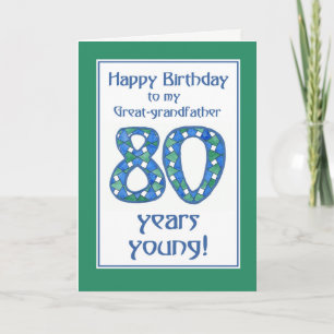Blauw, Groen, Wit 80ste Verjaardag Grootvader Kaart