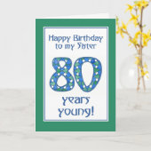 Blauw, groen, wit 80ste verjaardag voor zus kaart (Gele Bloem)